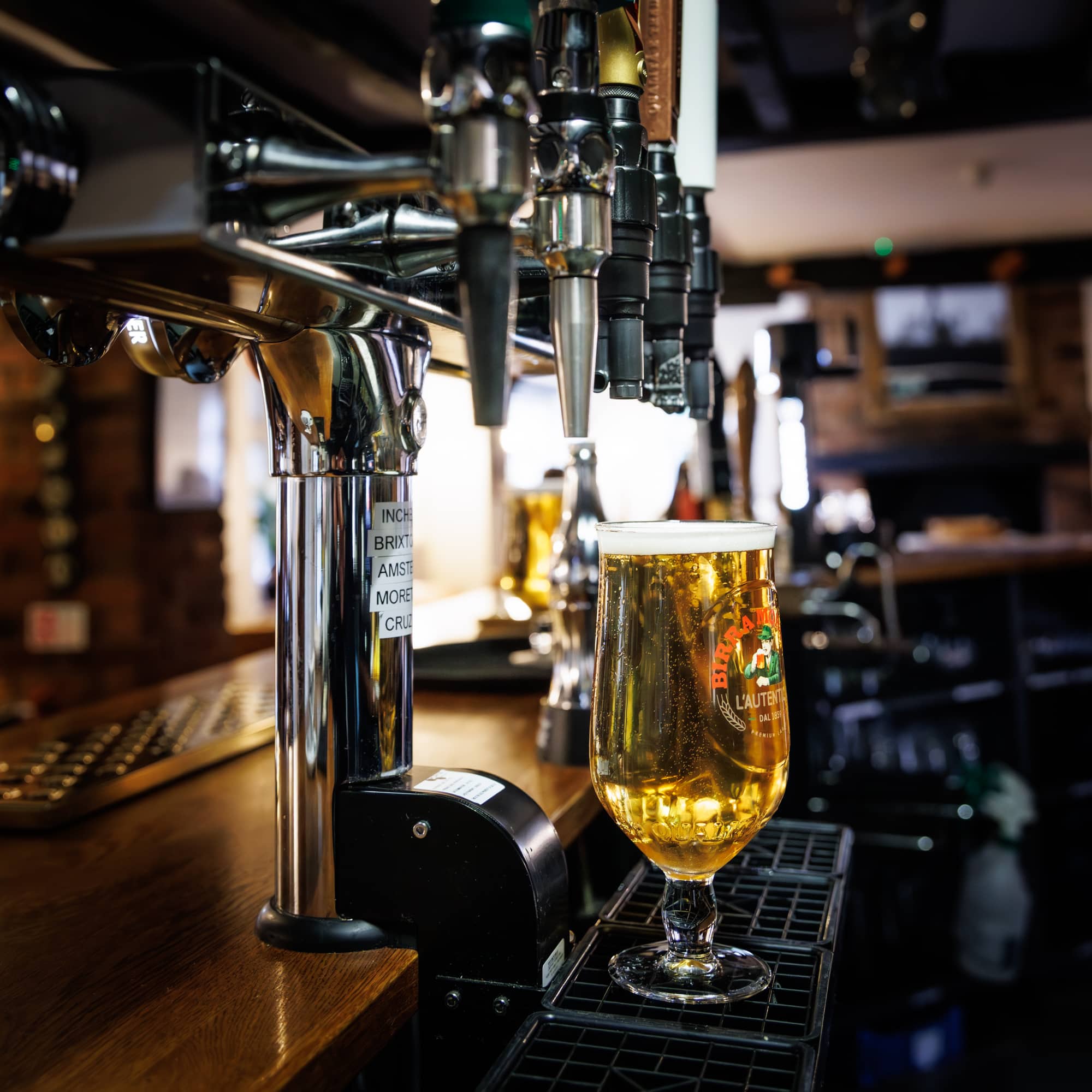 Freshly poured beer at country inn restaurant.